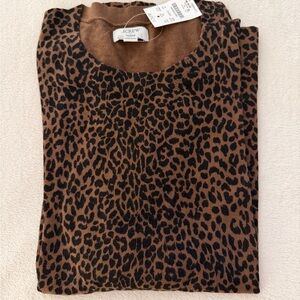 J Crew Leopard Print Teddi Sweater - Brown and Black medium NWT
